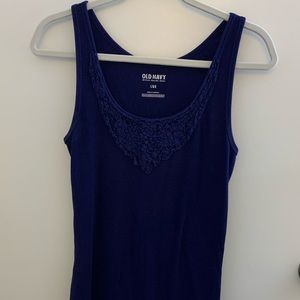 Navy Tank with Lace Detail